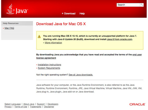 Java update for mac sierra